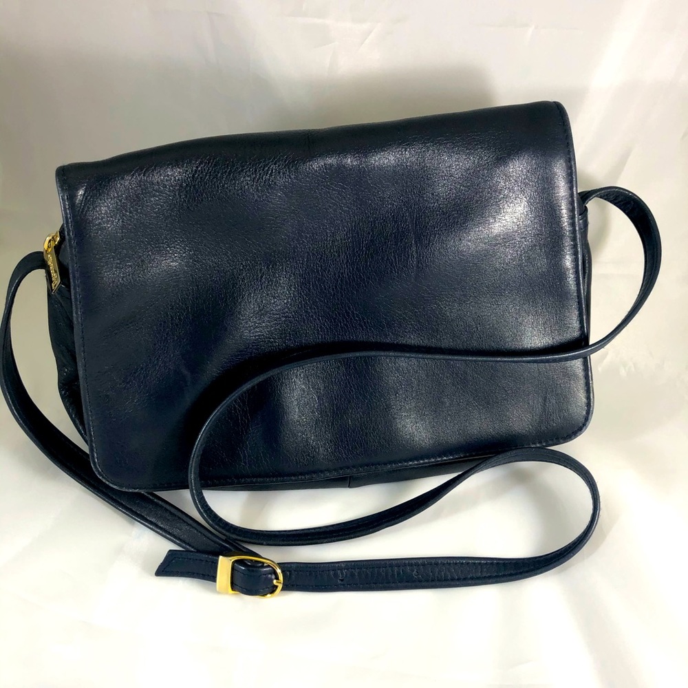 Tignanello Leather Navy Blue Crossbody Bag